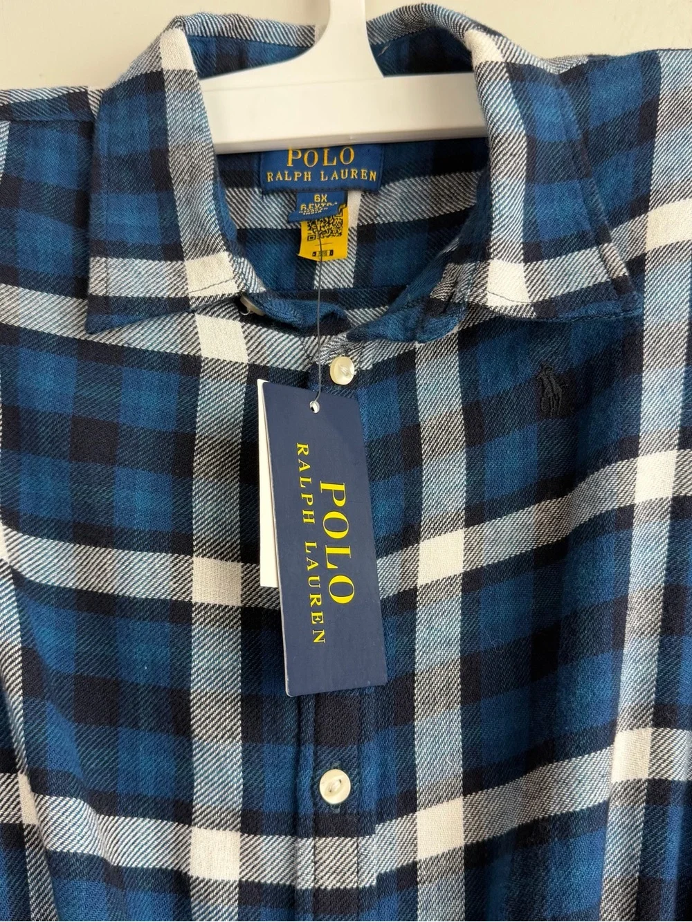 Polo Ralph Lauren Girls Size 6 Blue Plaid Flannel Tiered Shirt Dress Kids NWT